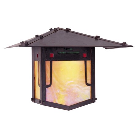 Arroyo Craftsman 9" Pagoda Flush Wall Mount, Antique Copper, Almond Mica Glass PDW-9AM-AC